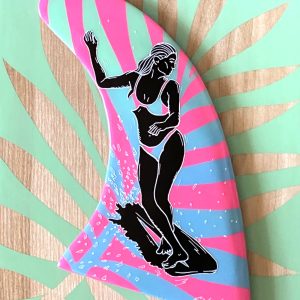 Surfarthawaii, surfing, women surfing, art on fins